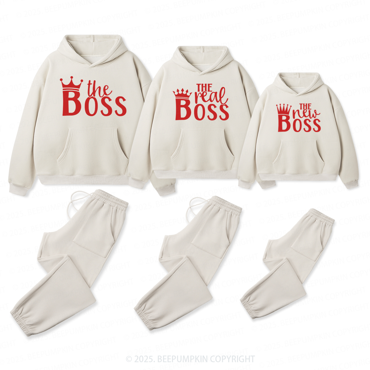Personalized The Real Boss Family Matching Hoodie Set