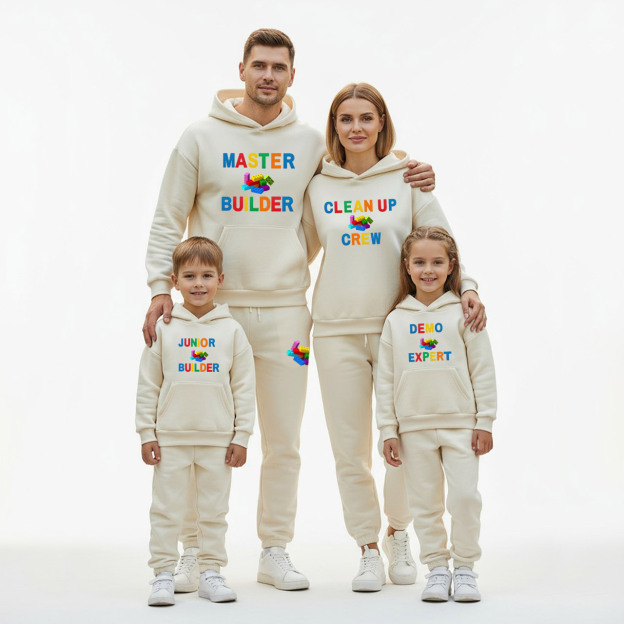 Personalized Building Blocks Family Matching Hoodie Set