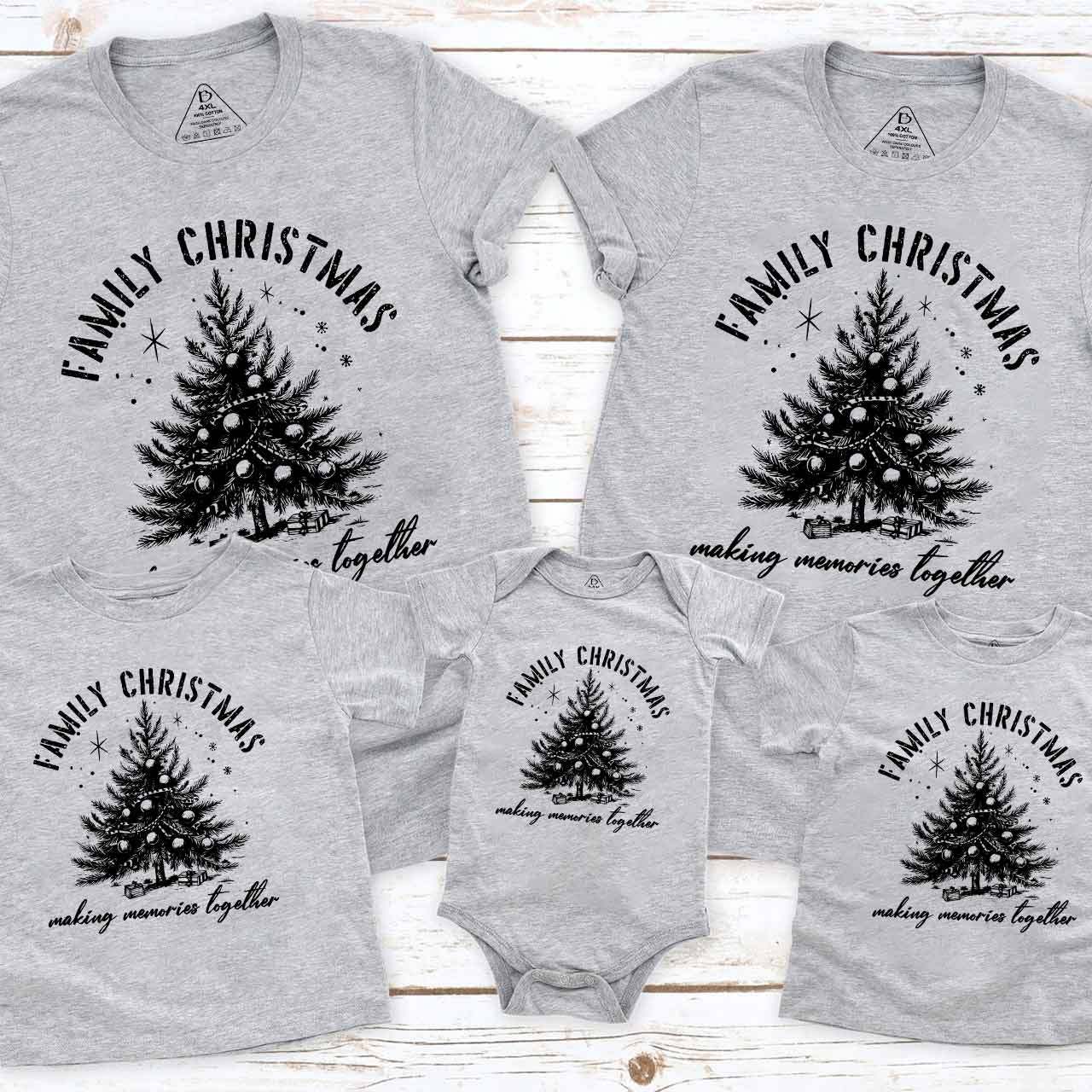 Warm Christmas Tree Family Matching T-Shirts Beepumpkin