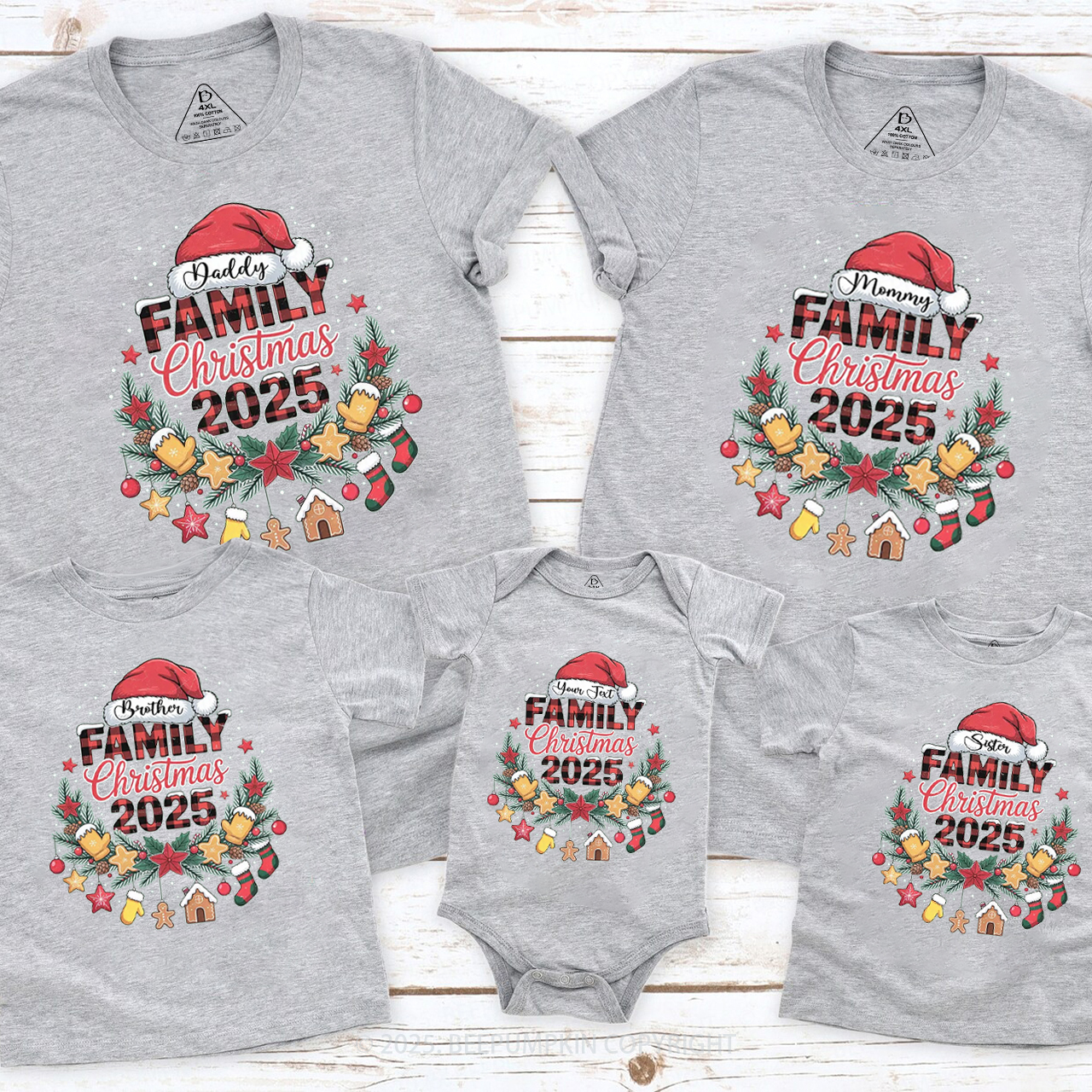 Personalized Holiday Harmony 2025 Family Matching T-Shirts Beepumpkin