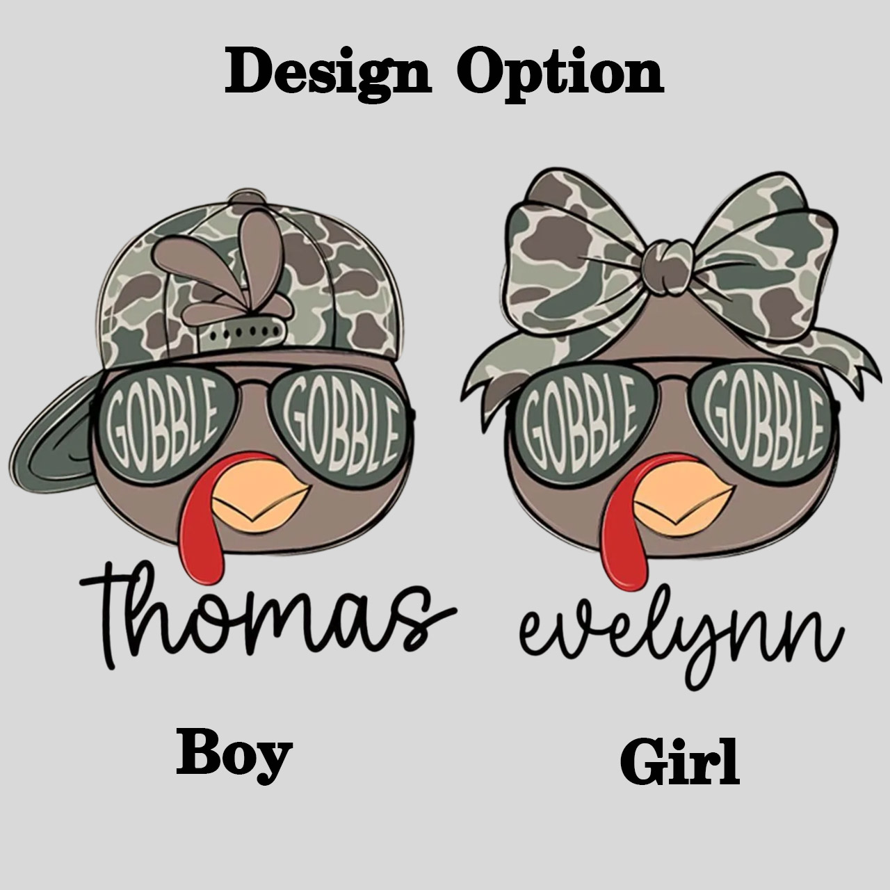 Personalized Boys/Girl Turkey Camo Thanksgiving Toddler&Kid's Tees Beepumpkin