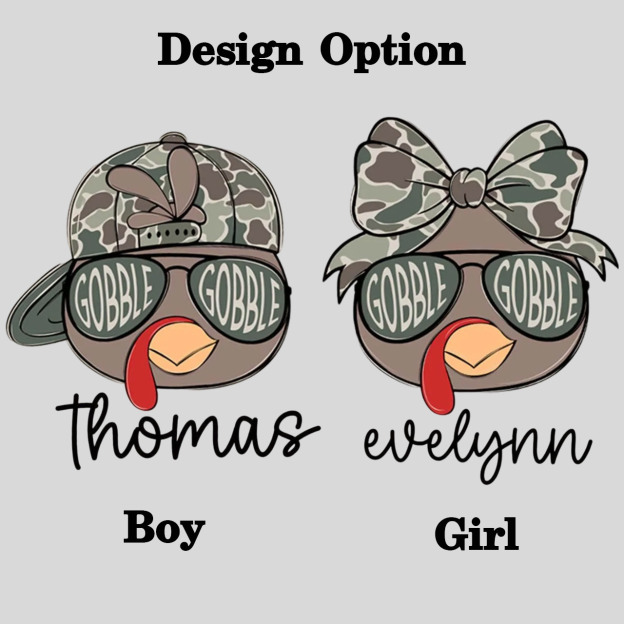 Personalized Boys/Girl Turkey Camo Thanksgiving Toddler&Kid's Tees Beepumpkin