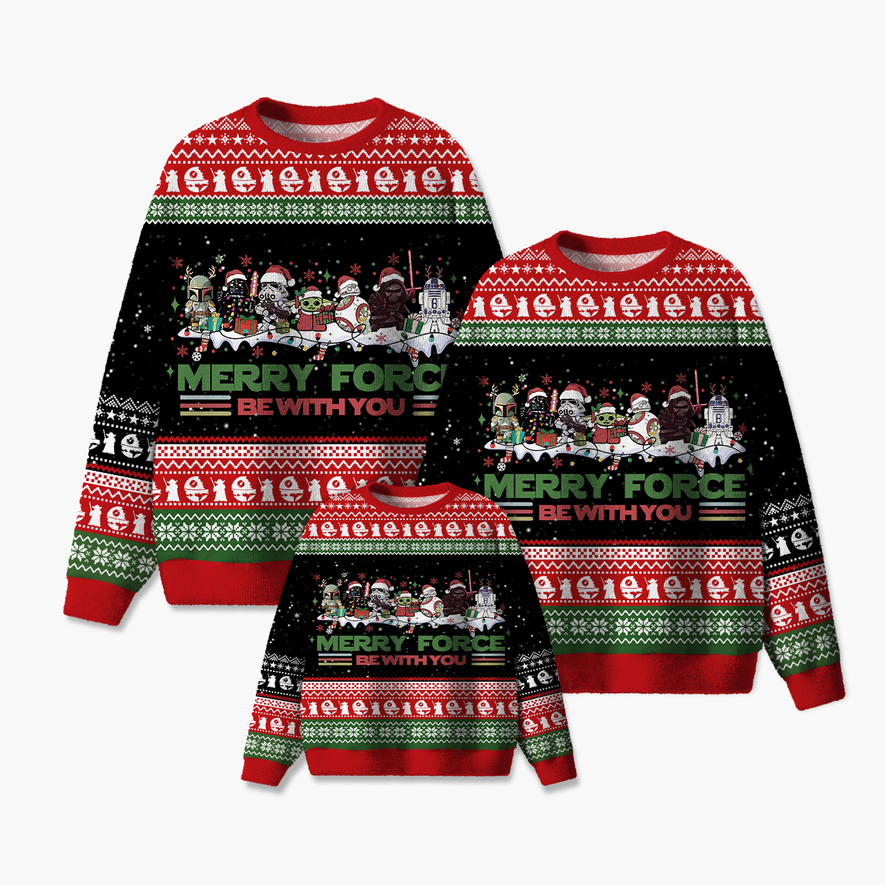 Merry Force Be With You Family Matching Knit Sweatshirt