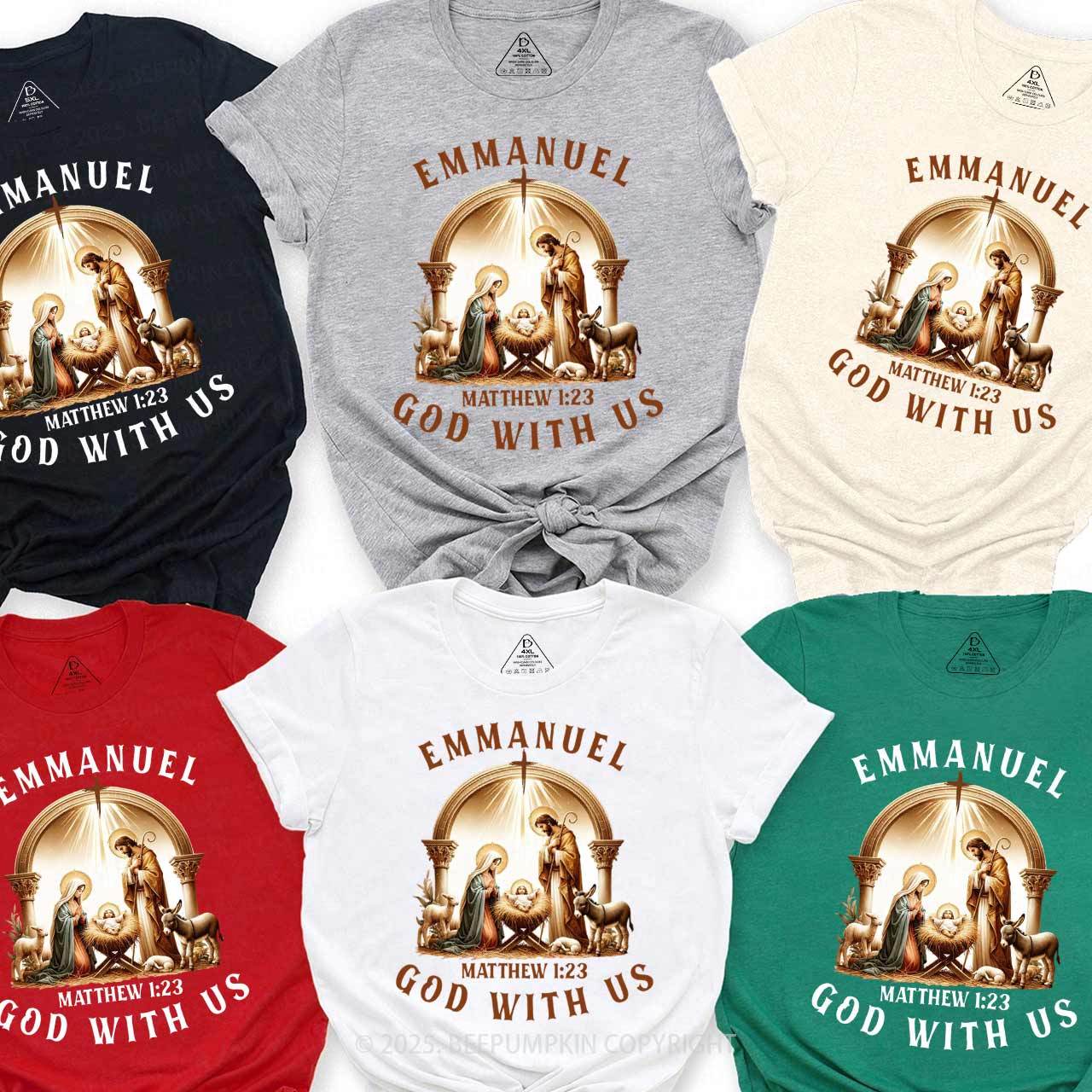 Matthew 1:23 Bible Verse Christmas Family Matching T-Shirts Beepumpkin