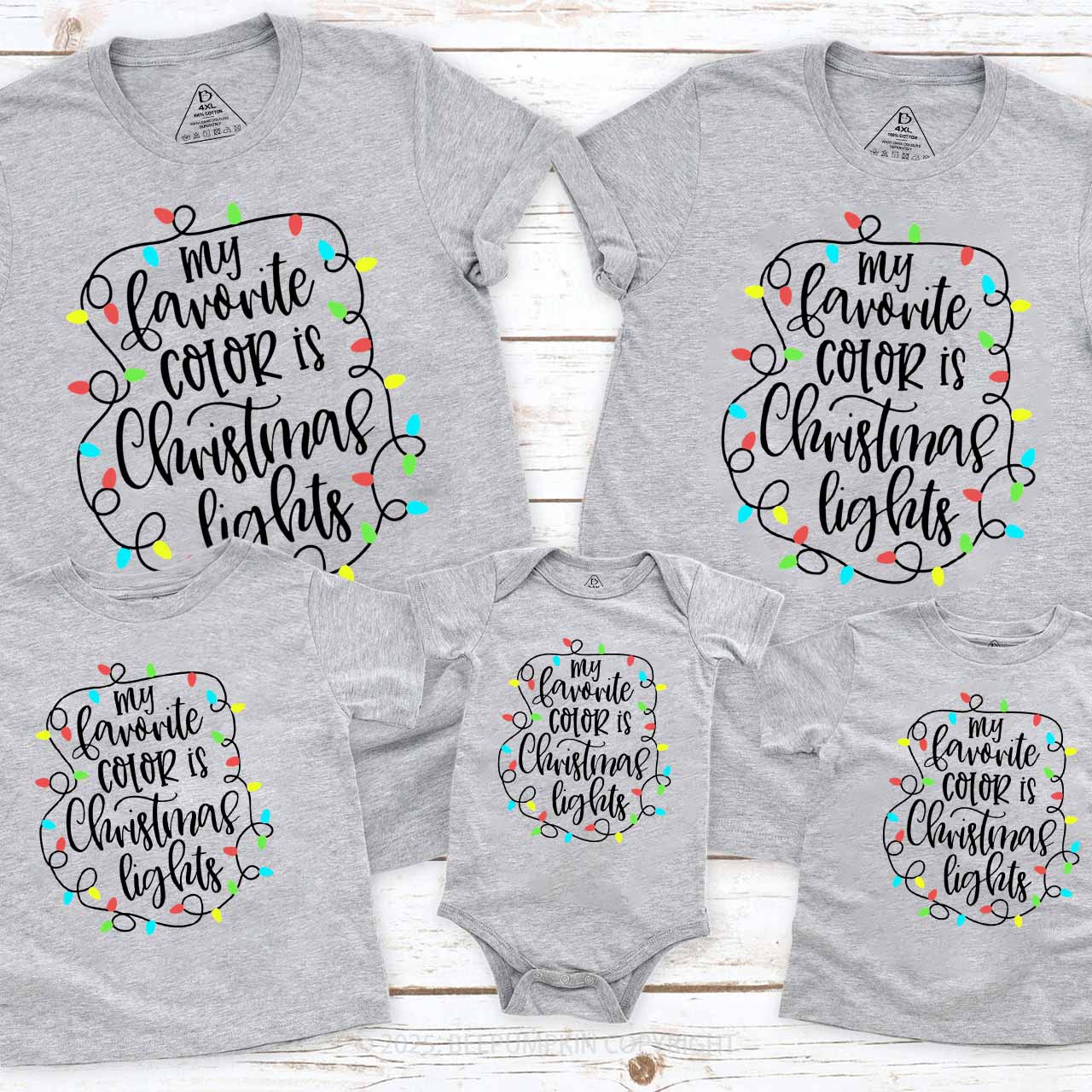 My Favorite Color Is Christmas Lights Family Matching T-Shirts Beepumpkin