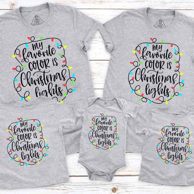 My Favorite Color Is Christmas Lights Family Matching T-Shirts Beepumpkin