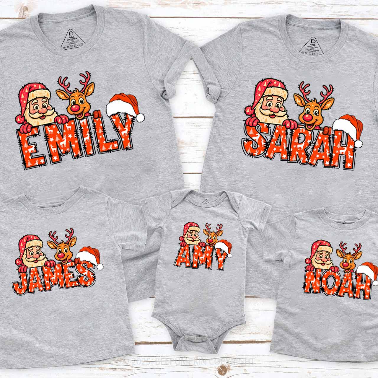 Personalized Santa's Favorite Name Family Matching T-Shirts Beepumpkin