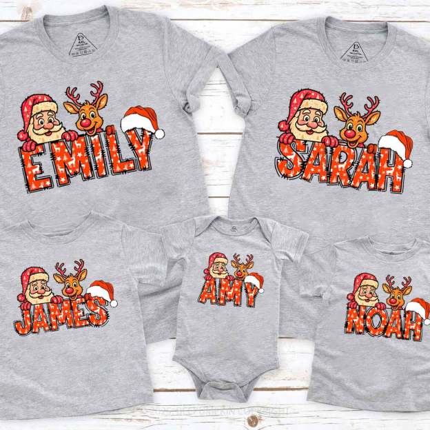 Personalized Santa's Favorite Name Family Matching T-Shirts Beepumpkin
