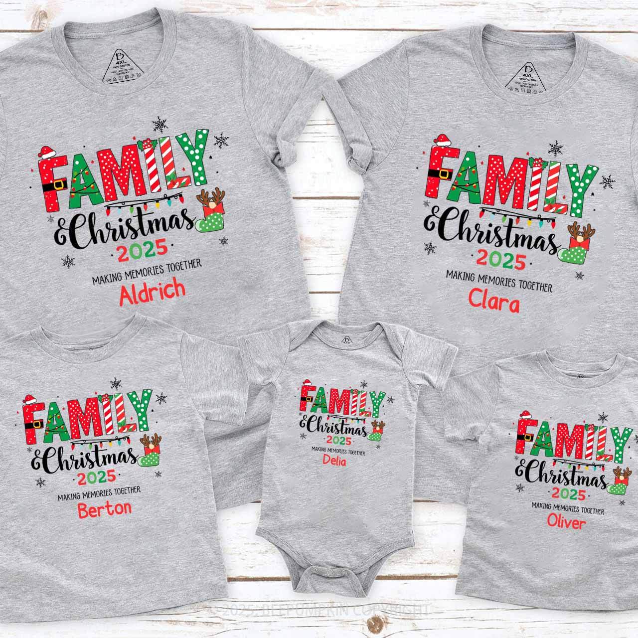 Personalized Colorful Christmas Family Matching T-Shirts Beepumpkin