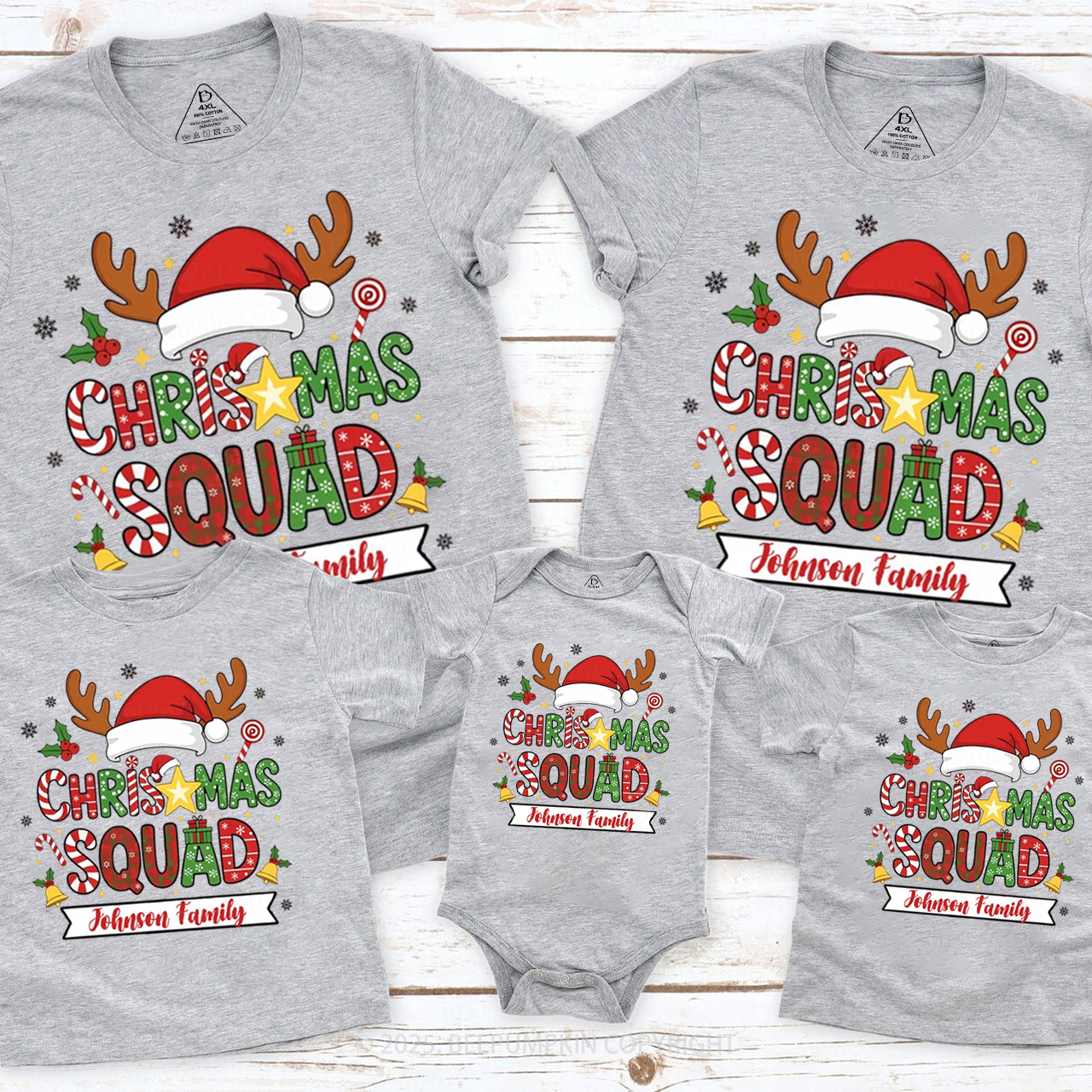 Personalized Christmas Squad Family Matching T-Shirts Beepumpkin