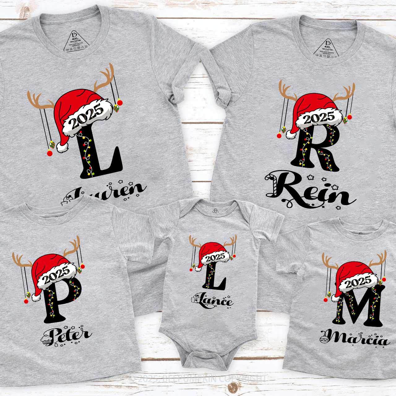 Personalized Holiday Monogrammed Name Family Matching T-Shirts Beepumpkin