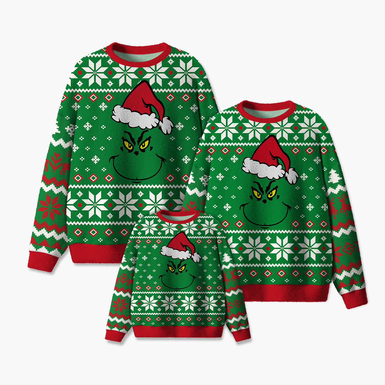 Grumpy Green Christmas Family Matching Knit Sweatshirt