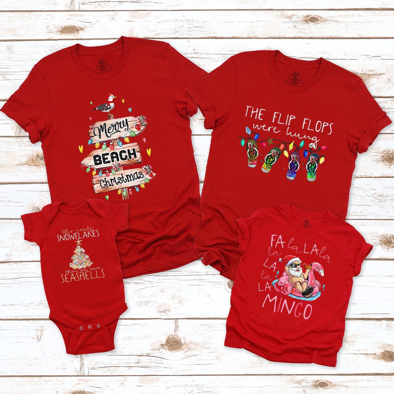 Personalized Christmas On Beach Family Matching T-Shirts Beepumpkin