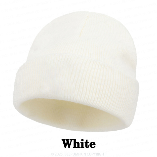 8 Colors Personalized Name Beanie Hat (Vegan Leather Patch)
