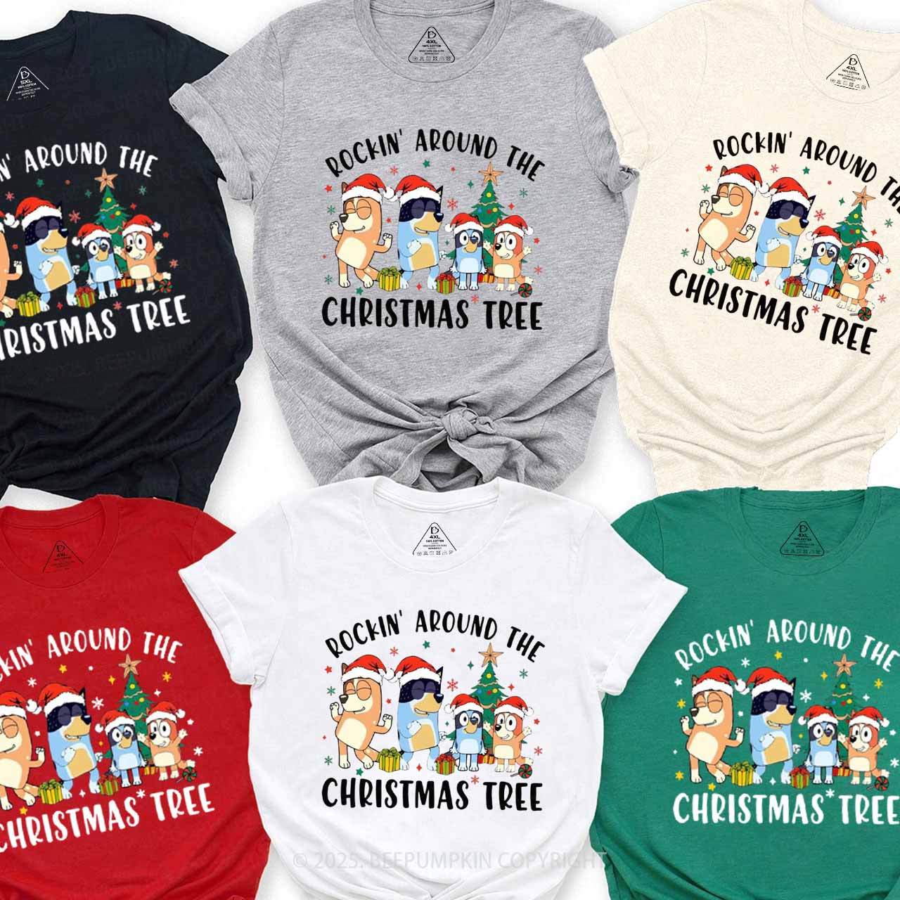 Rockin Around To Christmas Tree Family Matching T-Shirts Beepumpkin