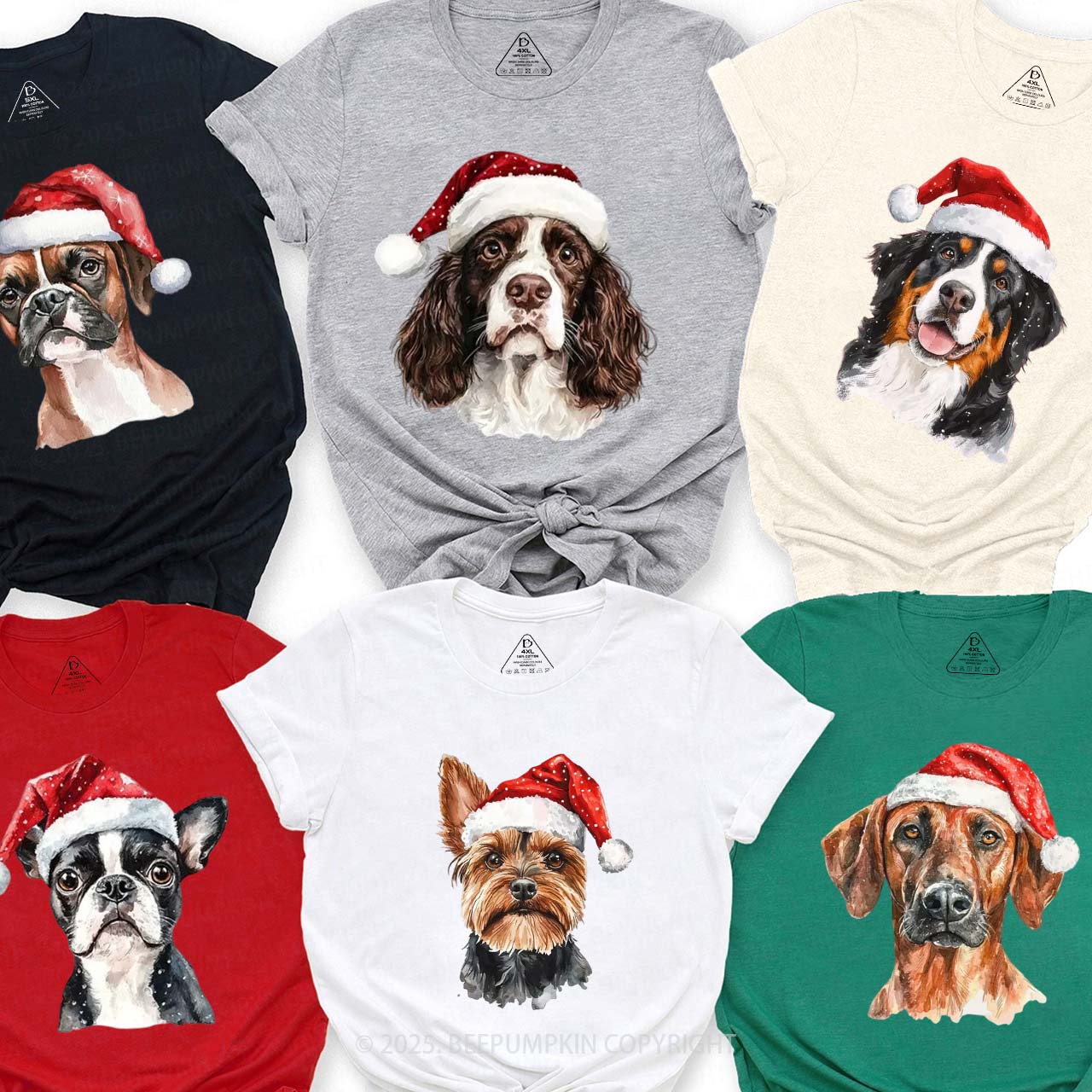 Personalized Santa Christmas Dog Family Matching T-Shirts Beepumpkin