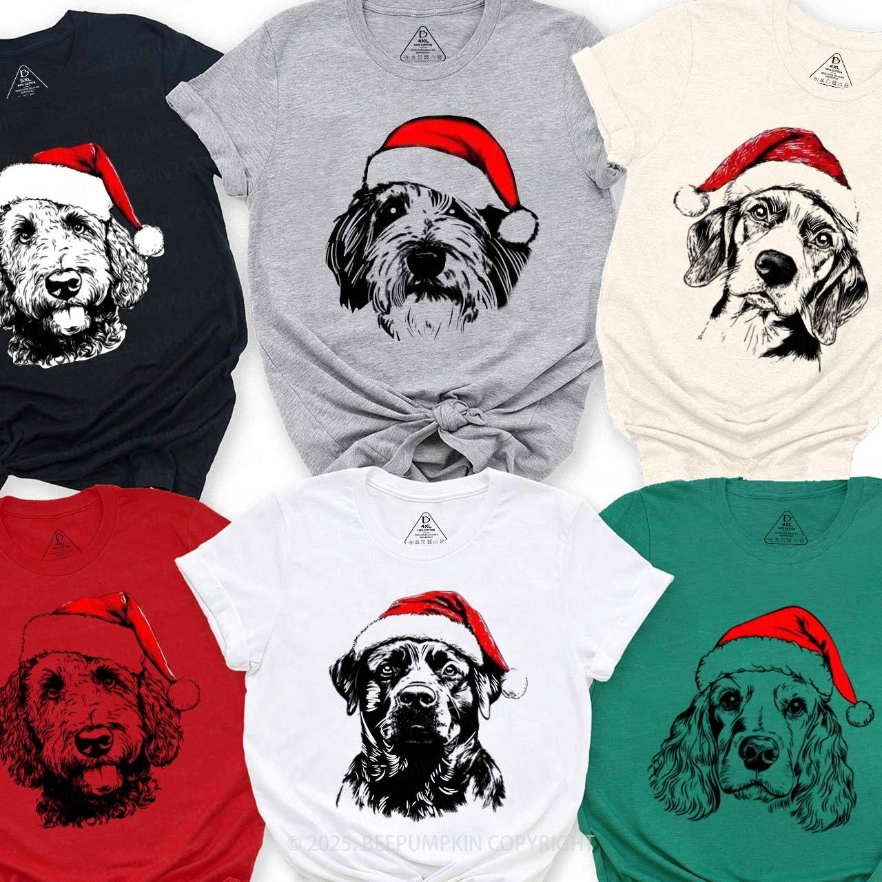 Personalized Santa Paws Dog Breed Family Matching T-Shirts Beepumpkin