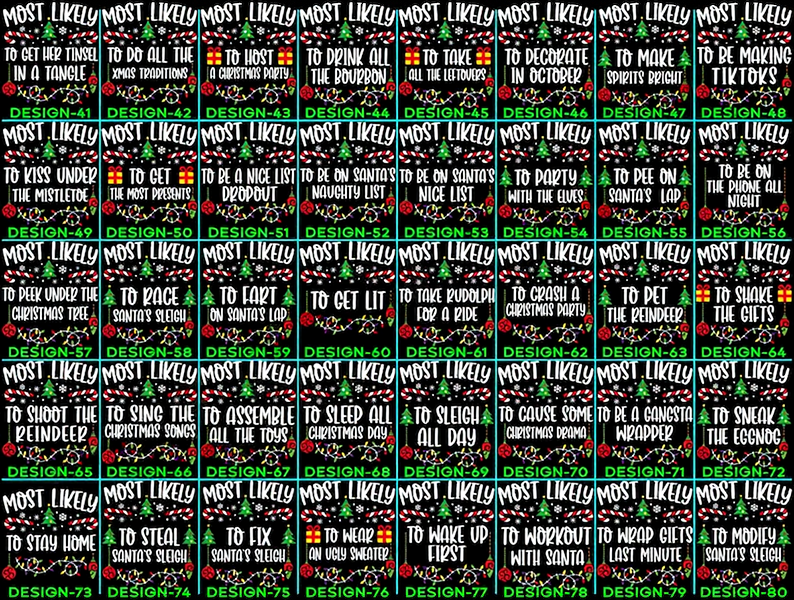 48 Quotes Most Likely To Christmas Family Matching Shirt