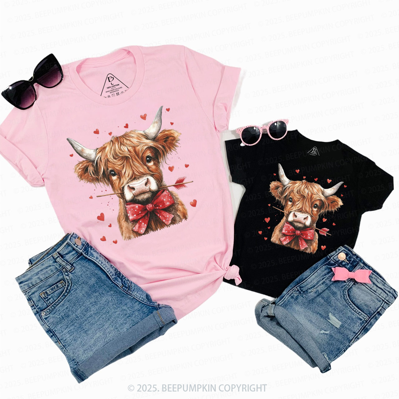 Highland Cow Valentine's Day Family Shirt