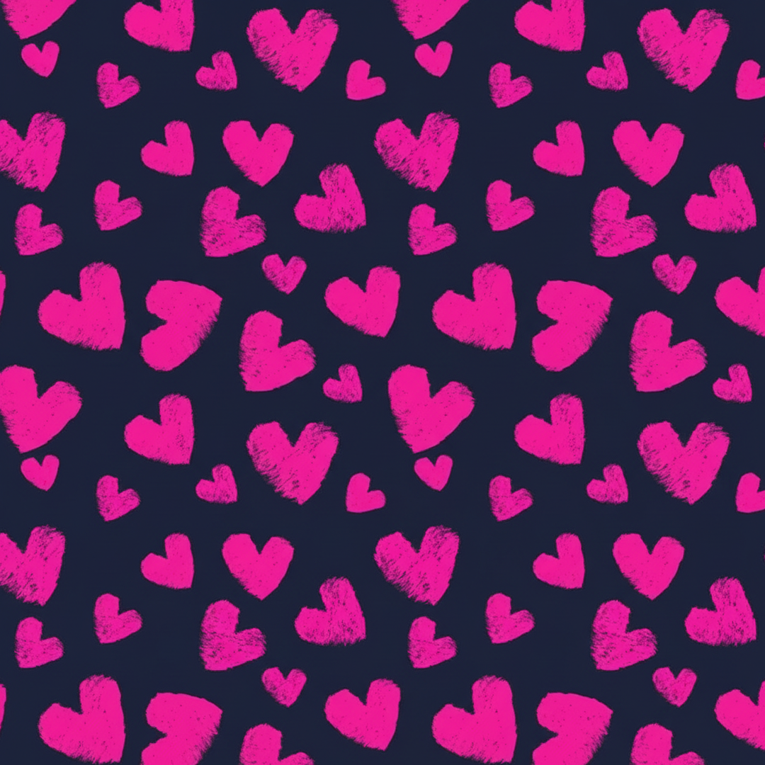 Pink Heart Scribble Navy All-Over Print Mom&Me Cuffed Pajama Sets