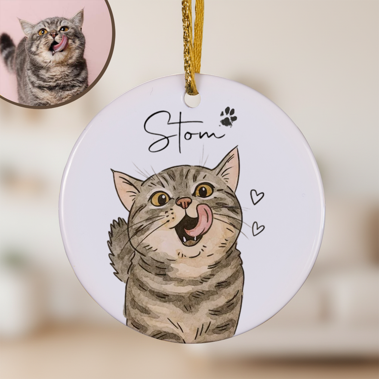 Personalized Watercolor Pet Photo Ornament Beepumpkin