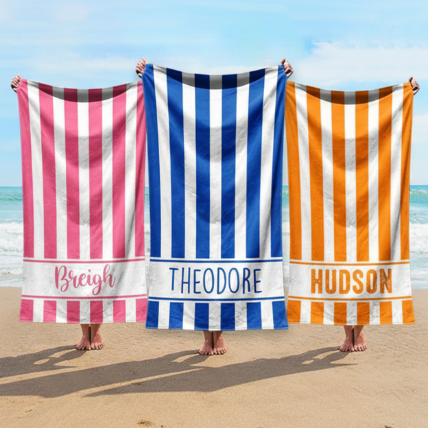 Personalized Stripe Name Beach Towel