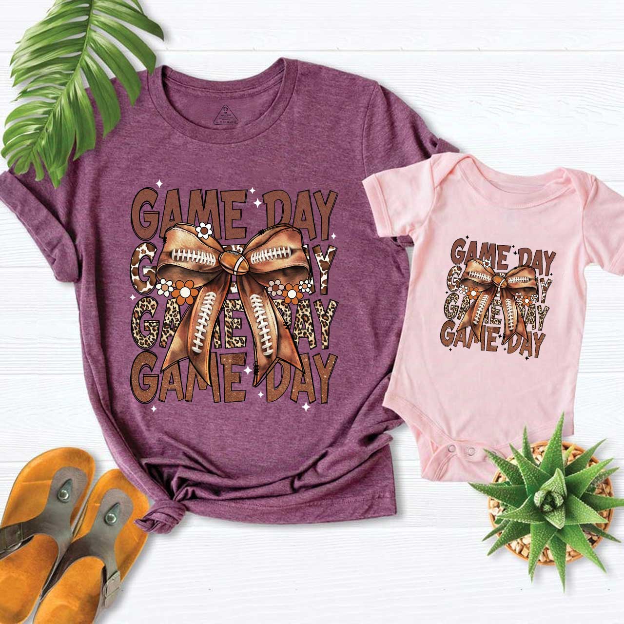 Leopard Bow Game Day Mom&Me Matching Tees