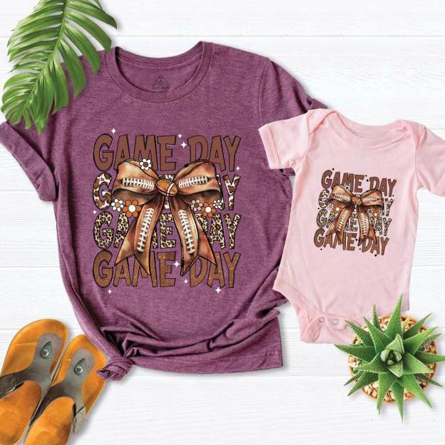 Leopard Bow Game Day Mom&Me Matching Tees