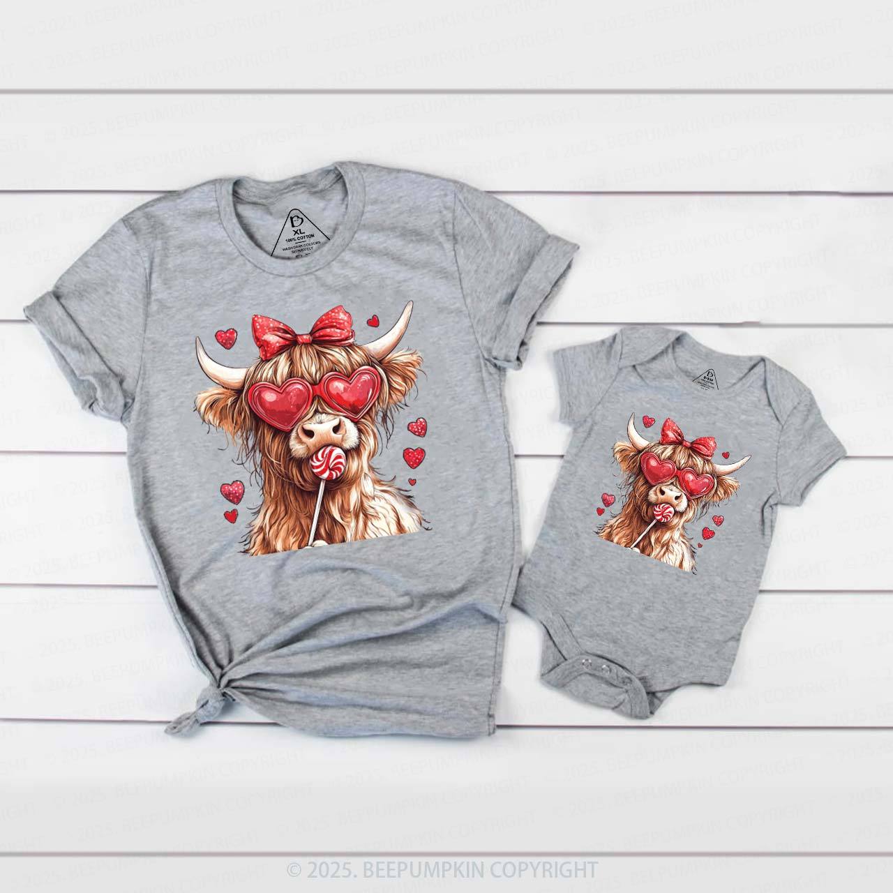 Highland Cow Valentine's Day Family Shirt