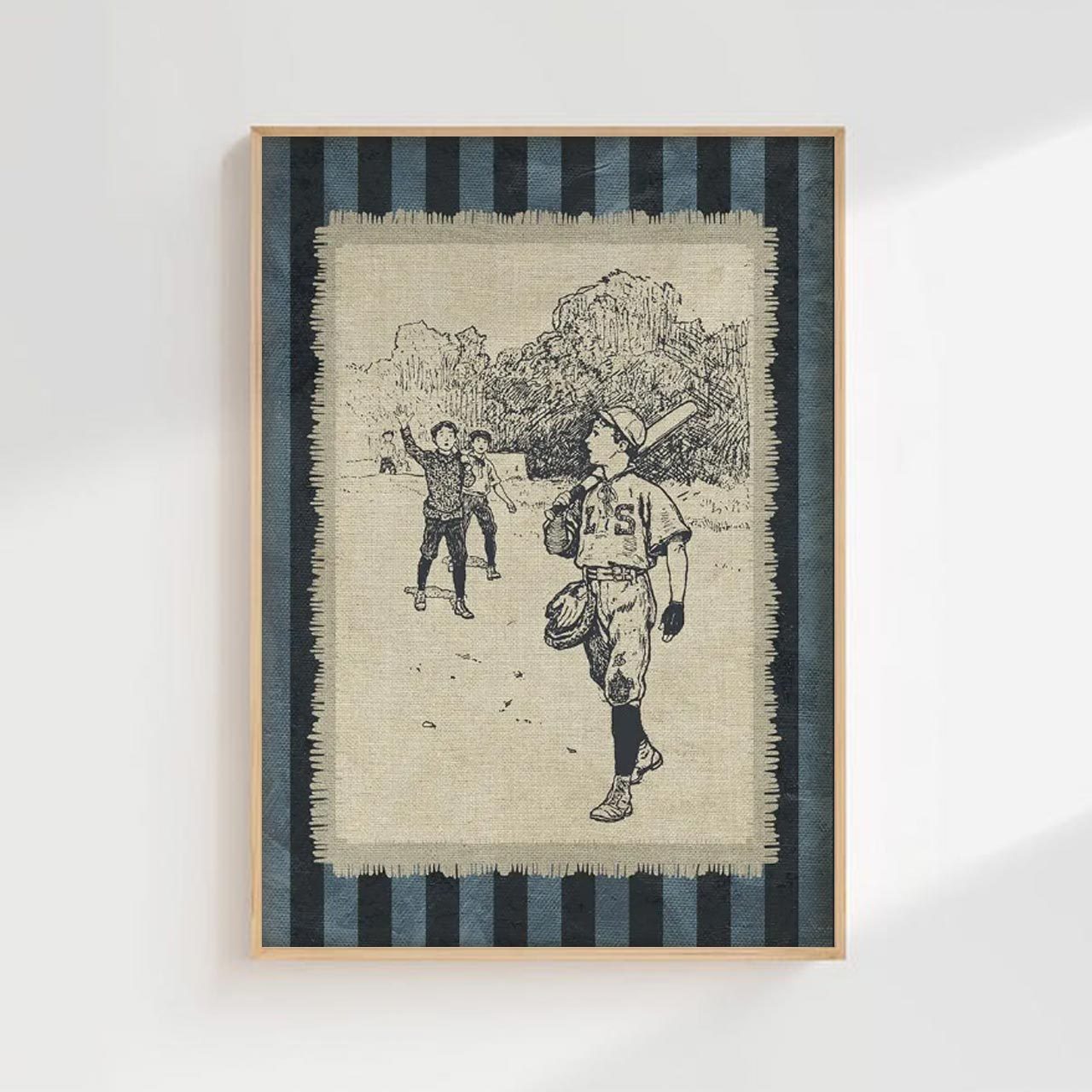 Set Of 6 Retro Ballpark Digital Nursery Wall Art