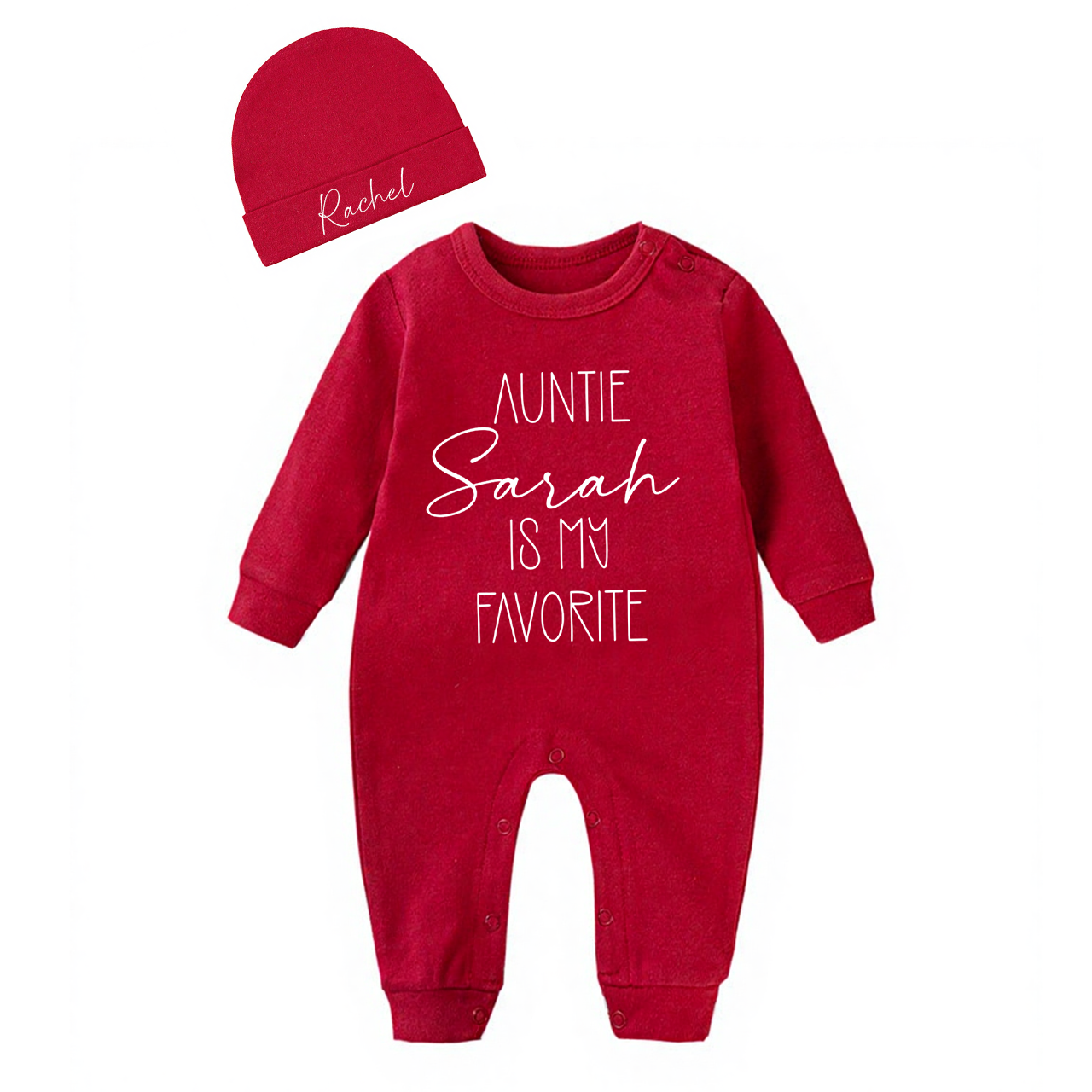 2 Pieces Personalized Auntie Is My Favorite Baby Rompers Sets