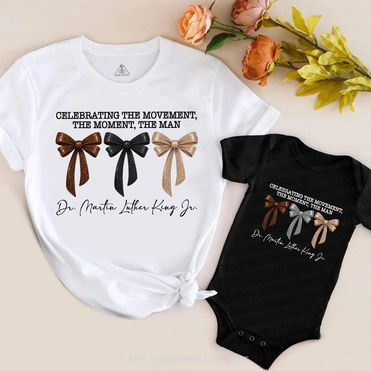 Golden Dream Bows Black  History Month Mom&Me Matching Tees