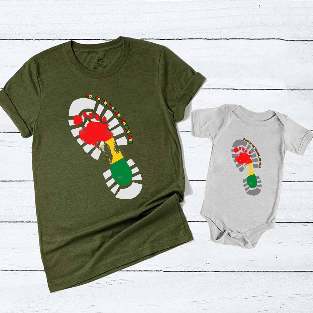 Black History Month Footprint Mom&Me Matching Tees