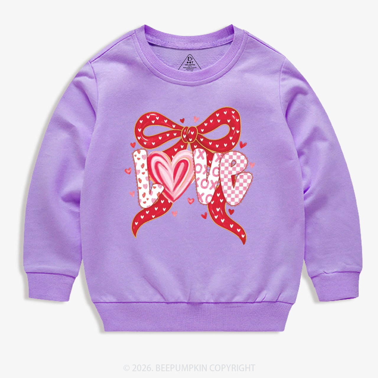 Coquette Bow Love Valentine's Day Kid's Sweatshirt