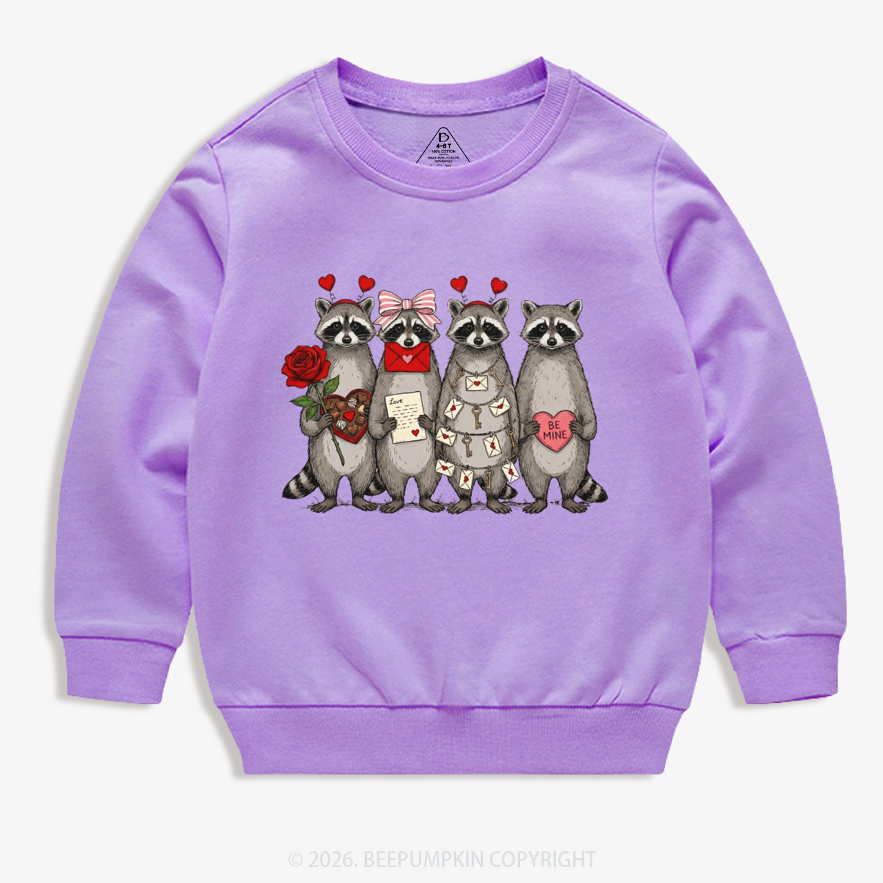 Feral Raccoon Valentine's Day Kid's Sweatshirt