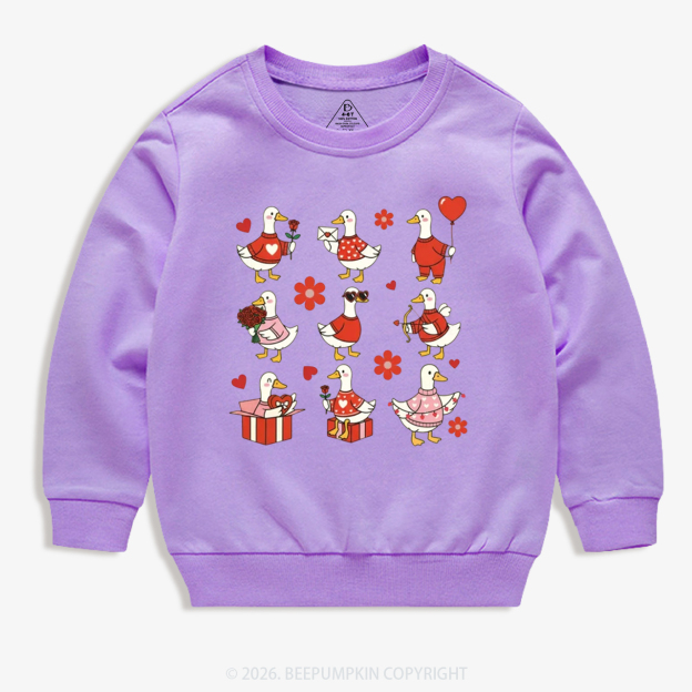 Lovely Goose Valentine's Day Kid's Sweatshirt