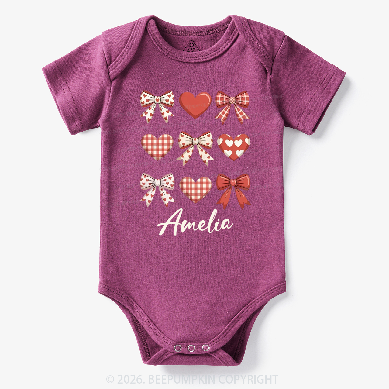 Personalized Bow Heart Valentine's Day Bodysuit