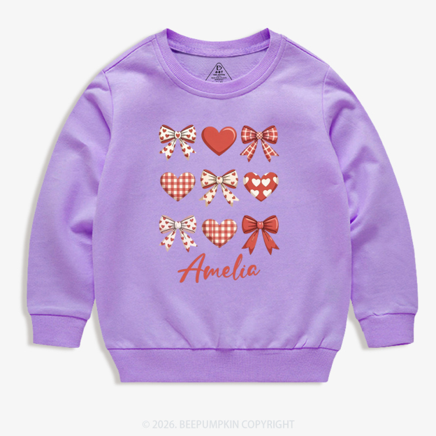 Personalized Bow Heart Valentine's Day Kid's Sweatshirt