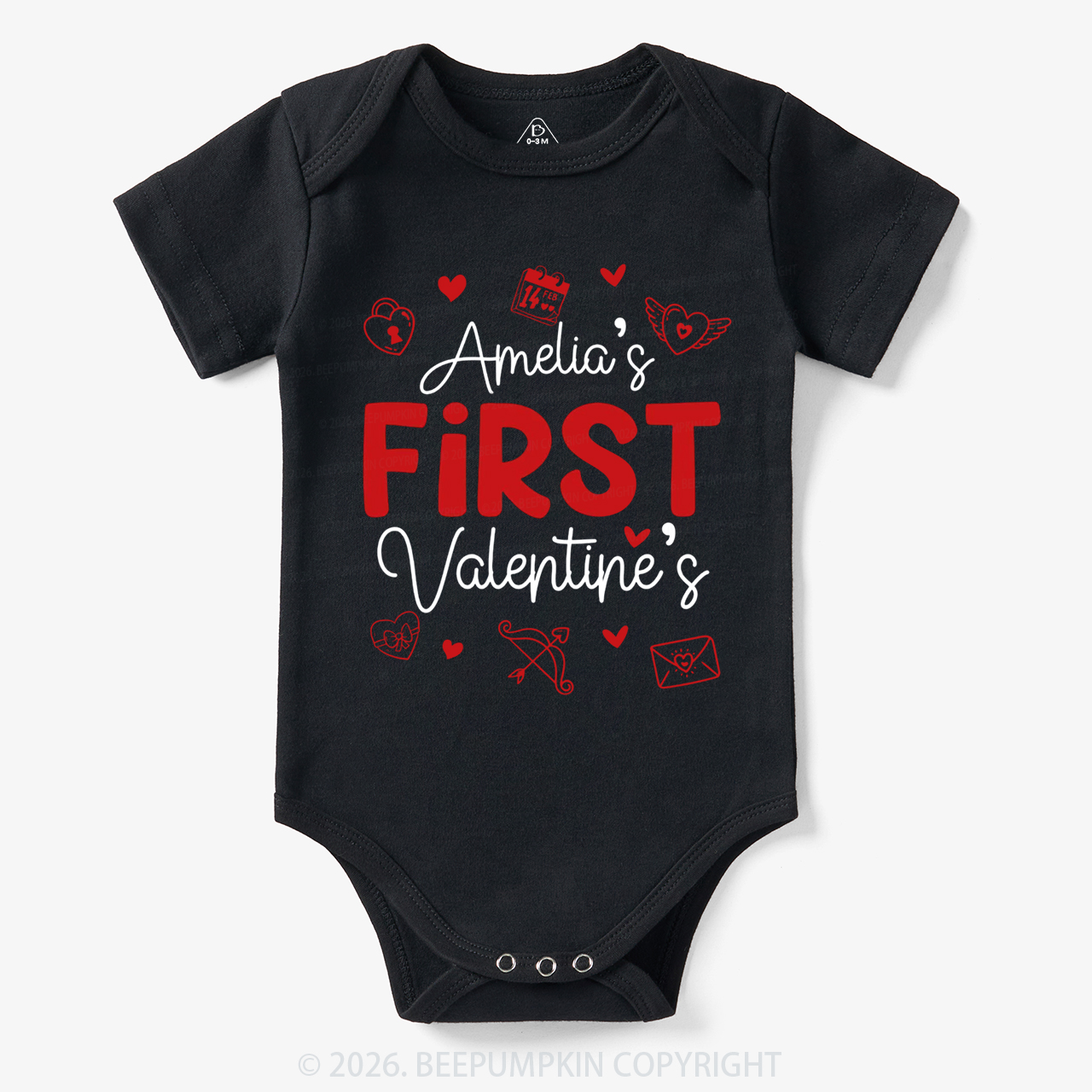 Personalized Baby First Valentine's Day Bodysuit