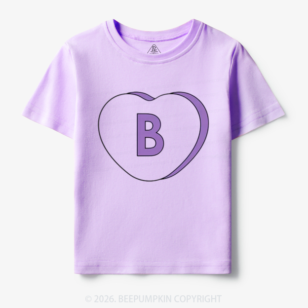 Personalized Candy Heart Initial Valentine's Day Toddler&Kid's Tees Beepumpkin