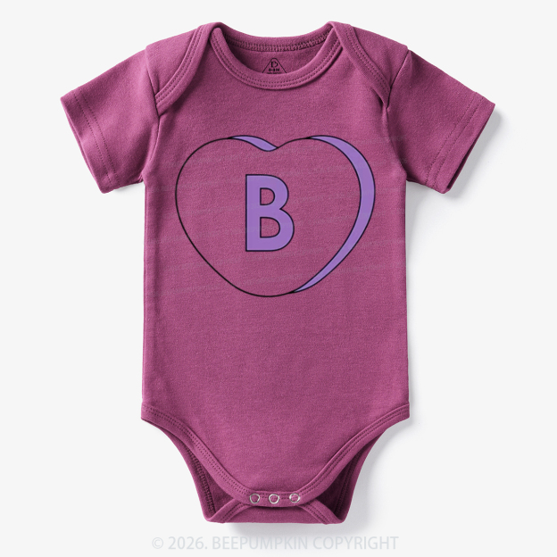 Personalized Candy Heart Initial Valentine's Day Bodysuit