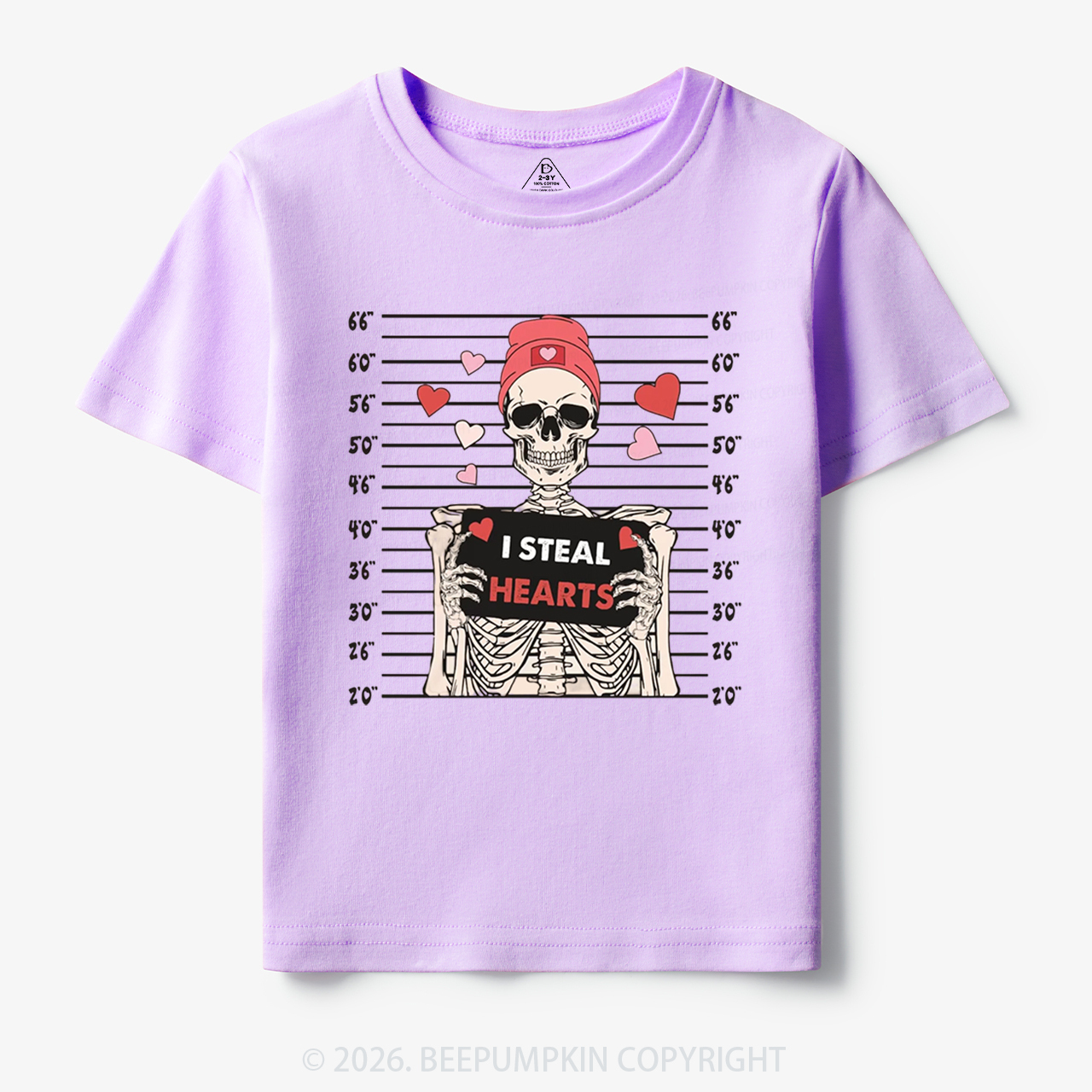 I Steal Hearts Skeleton Valentine's Day Toddler&Kid's Tees Beepumpkin