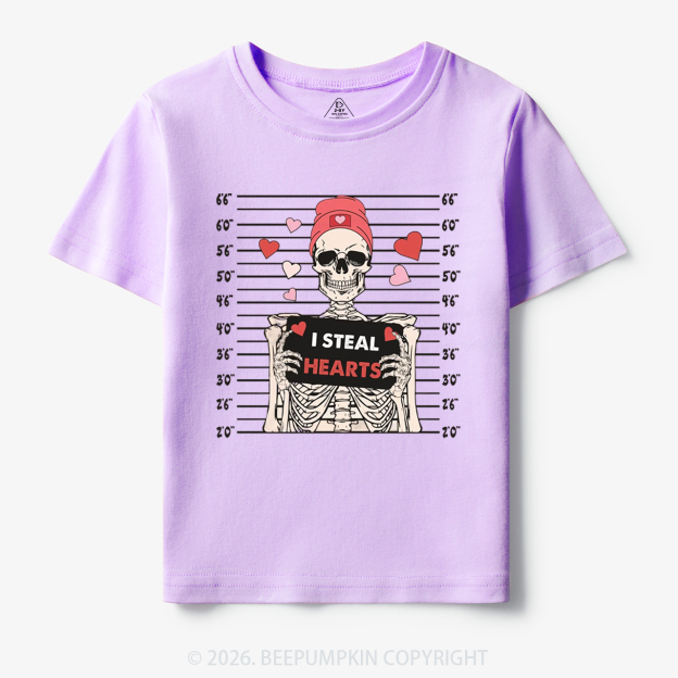I Steal Hearts Skeleton Valentine's Day Toddler&Kid's Tees Beepumpkin
