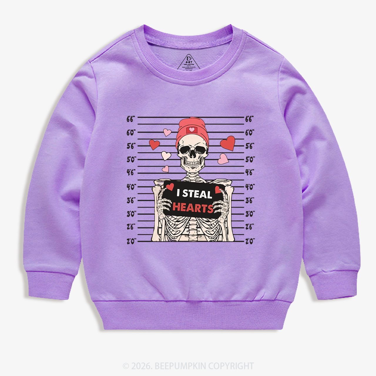 I Steal Hearts Skeleton Valentine's Day Kid's Sweatshirt