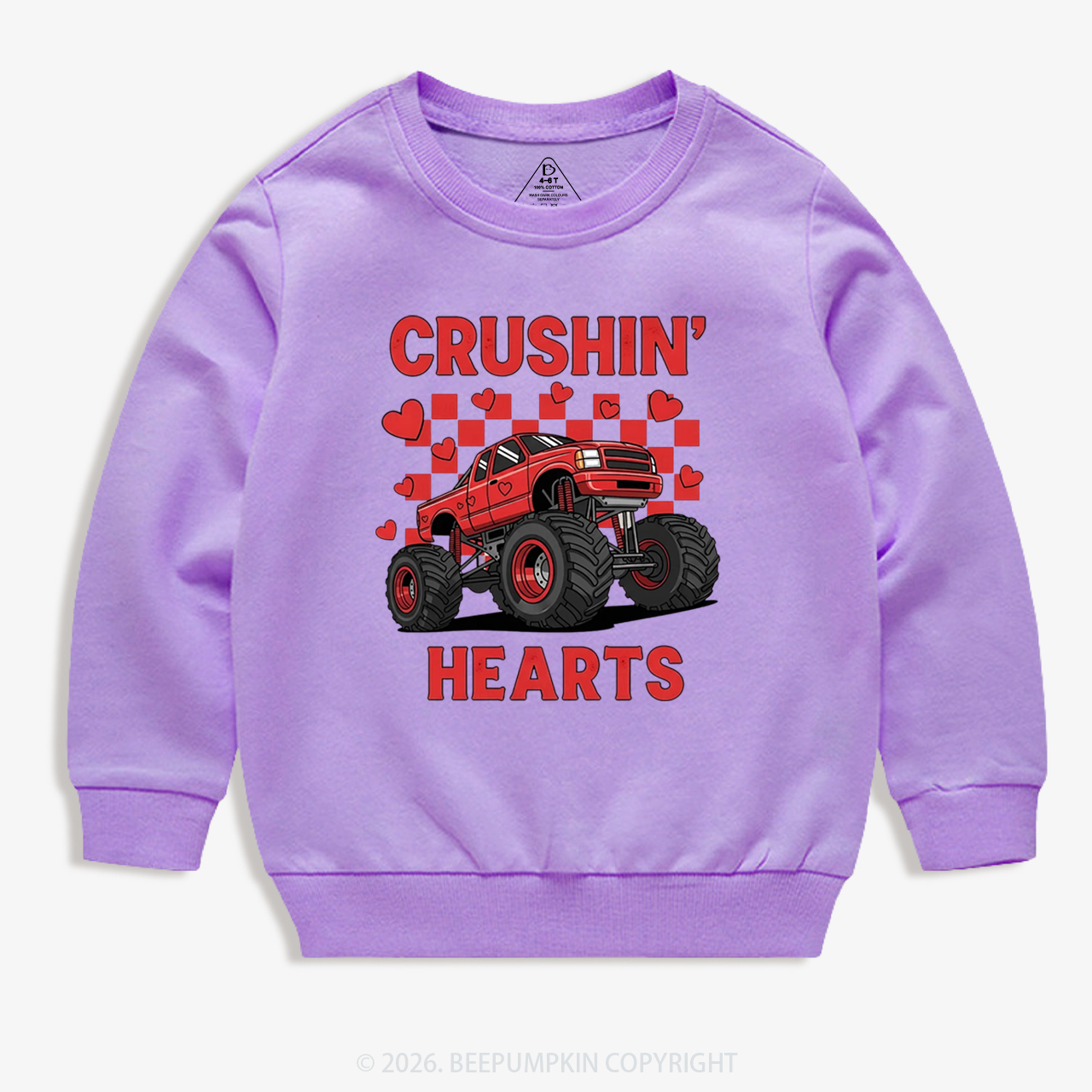 Crushin' Hearts Truck Valentine's Day Kid's Sweatshirt