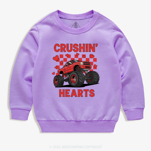 Crushin' Hearts Truck Valentine's Day Kid's Sweatshirt