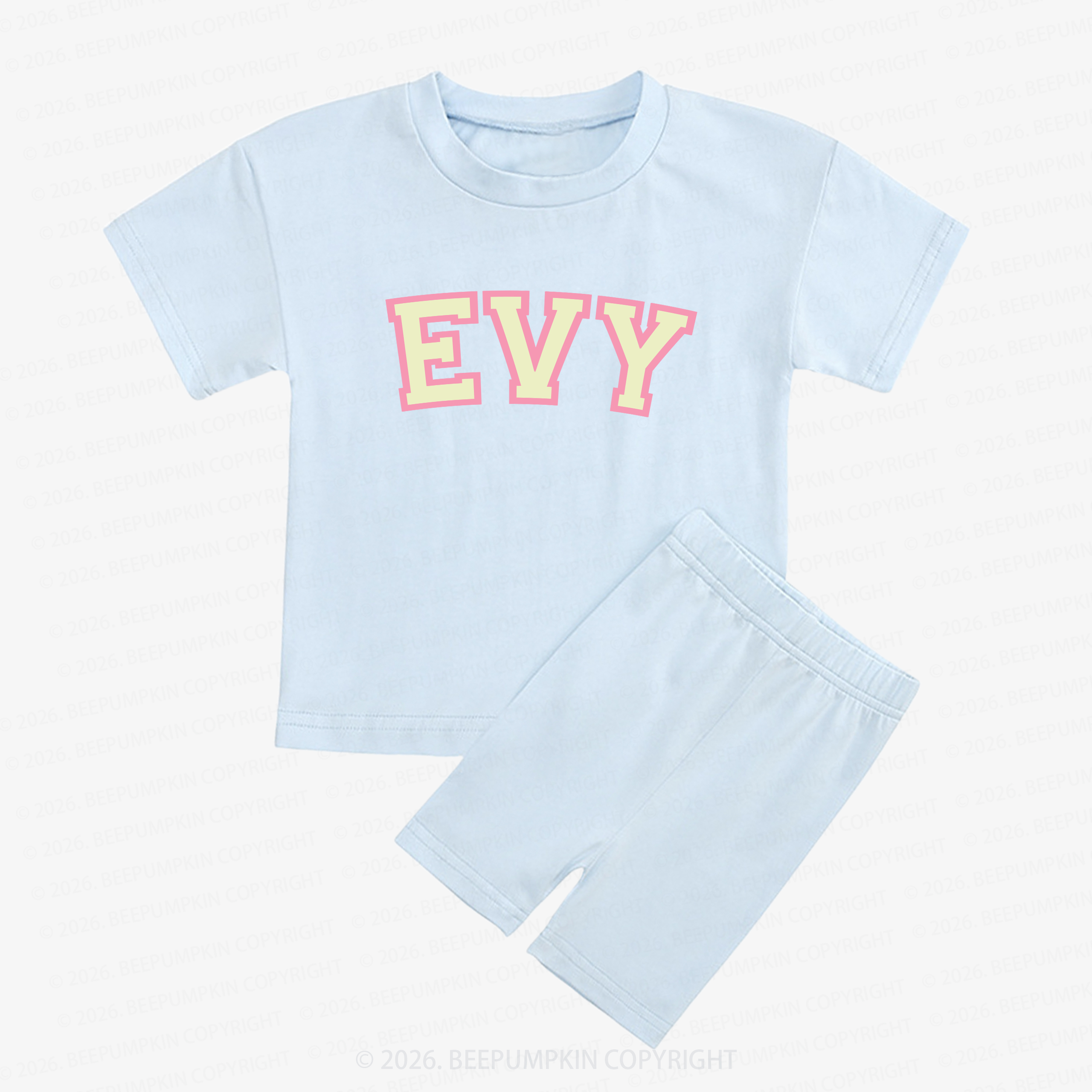 Personalized Name Kids Biker Shorts&Tee
