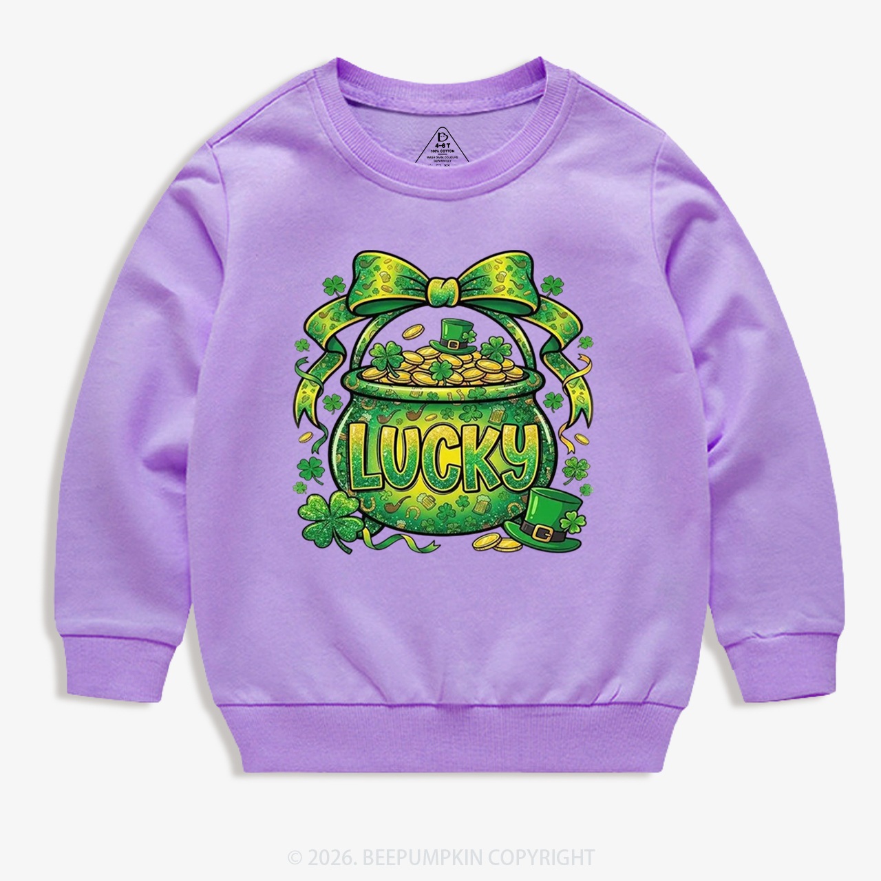 Lucky Shamrock Coquette St. Patrick's Day Kid's Sweatshirt