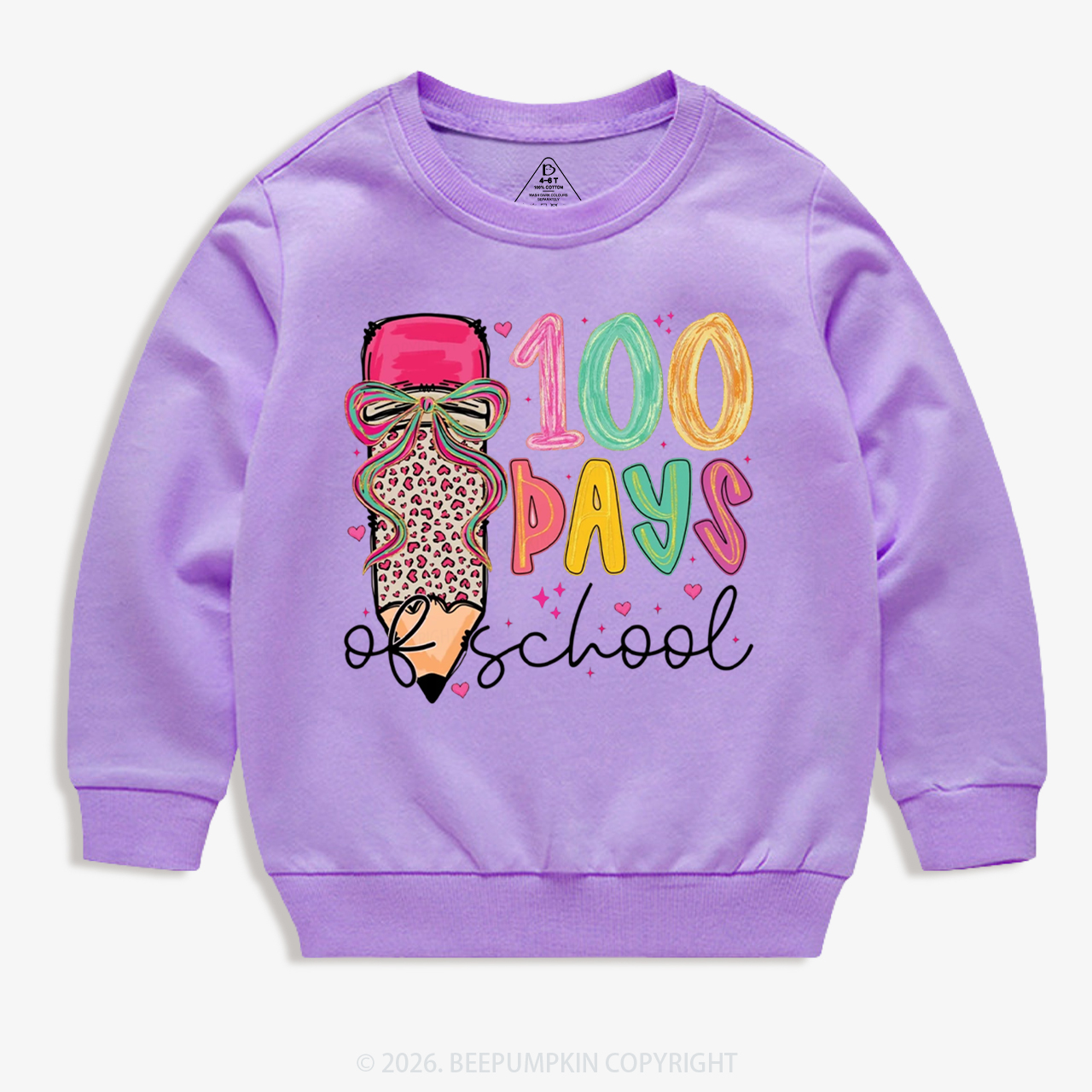 Bow Pencil 100 Days Of  School  Edition Toddler&Kid's Sweatshirt
