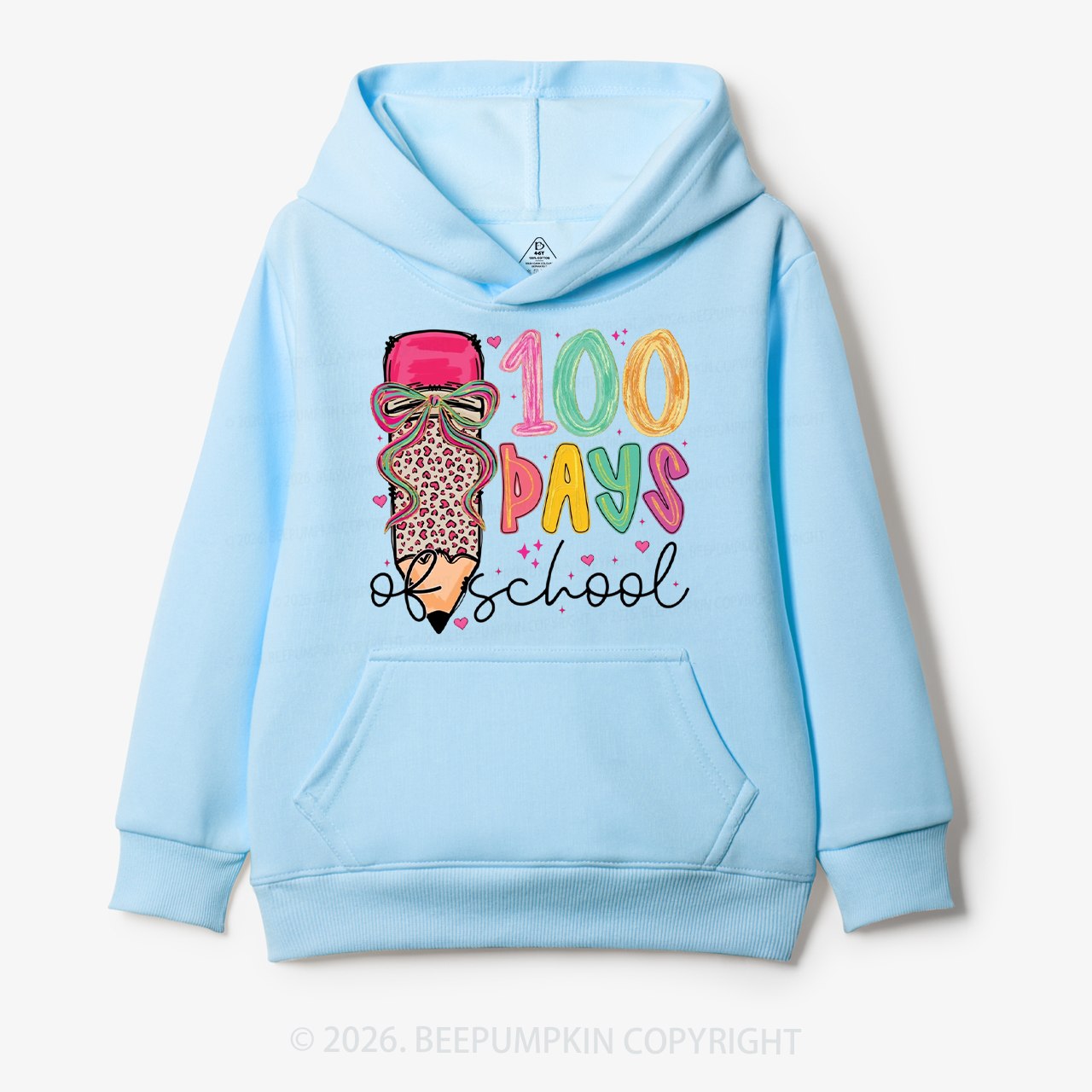 Bow Pencil 100 Days Of  School  Edition Toddler&Kid's Hoodies